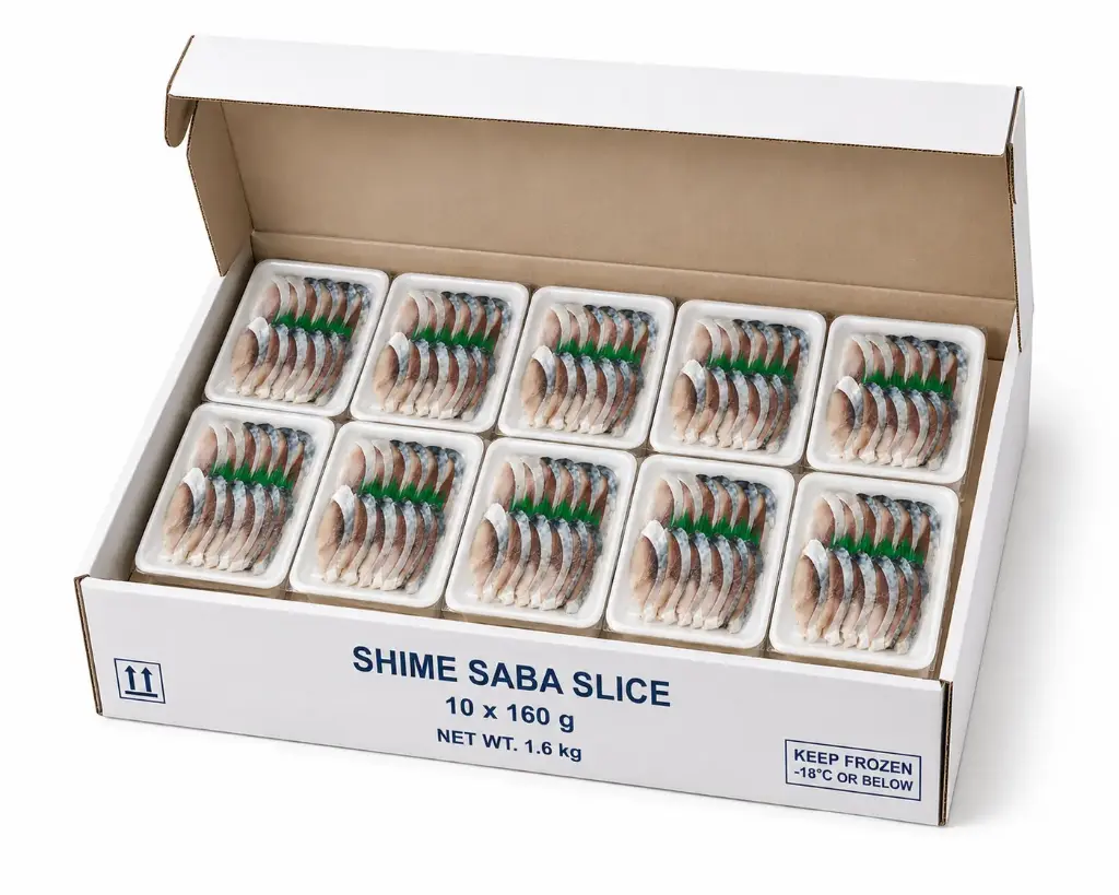 Seacon shime saba plakjes - doos (25x160g tray)